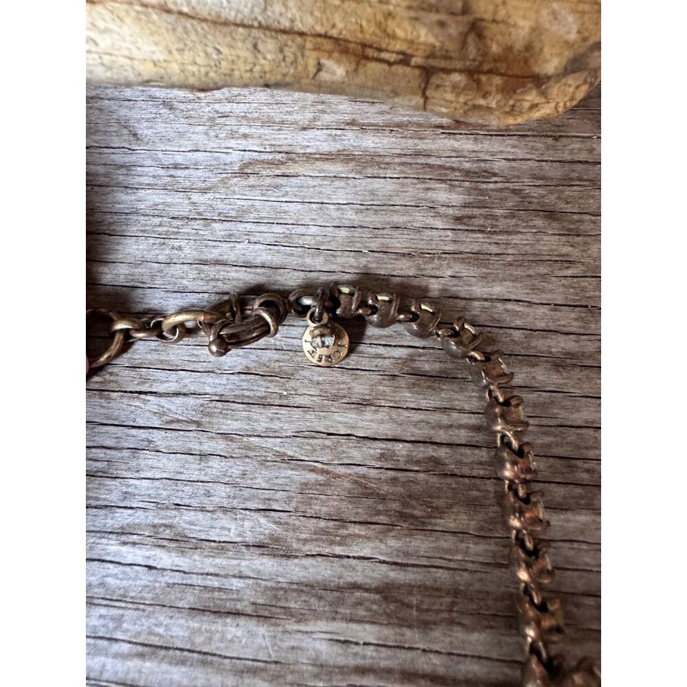 J.Crew Crystal Statement Necklace Antique Gold Tone Teardrop Rhinestone Bib - Picture 5 of 6